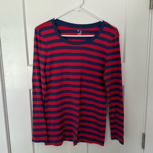 GAP Factory long sleeve crew super soft t-shirt. Blue and salmon. Gently worn